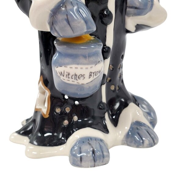 Blue Sky Clayworks Heather Goldminc Halloween Tea Light Luminary Cat Witch 10" - Picture 5 of 16